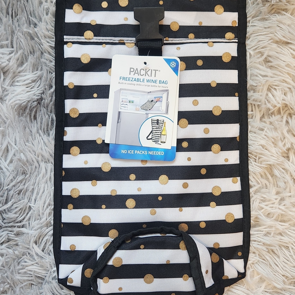 PackIt Black and Gold Wine Tote
